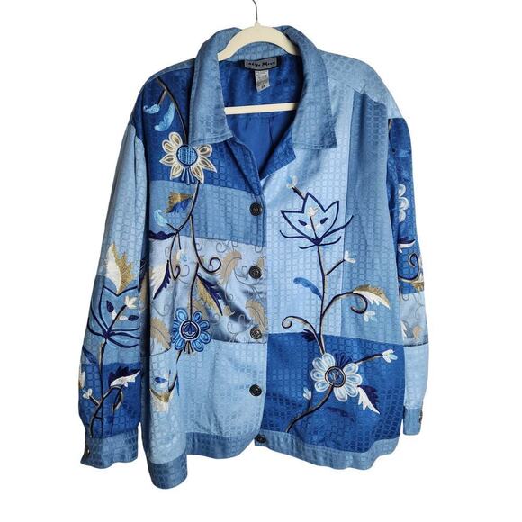 Indigo Moon Jackets & Blazers - Indigo Moon Womens lined embroidered jacket sz 3X art to wear artsy boho teacher